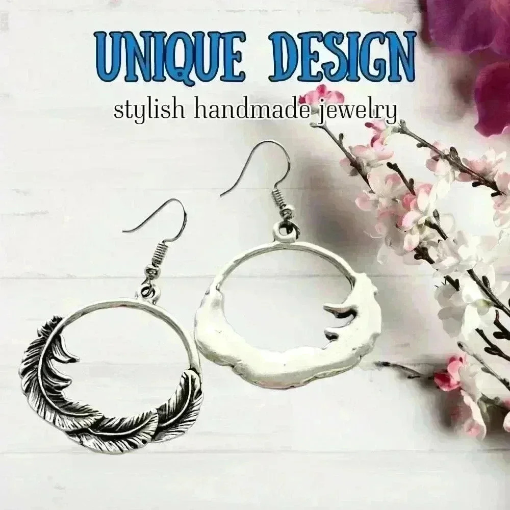 Feathered native American hoop earrings - Picture 5 of 10